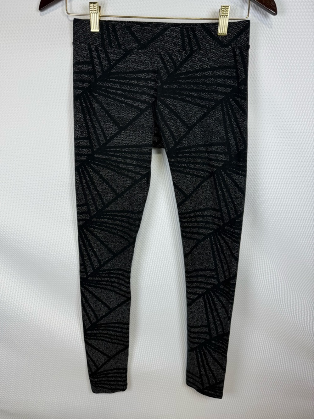 Pact Black Geometric Print Organic Cotton Leggings Size Small Stretch Yoga Pants